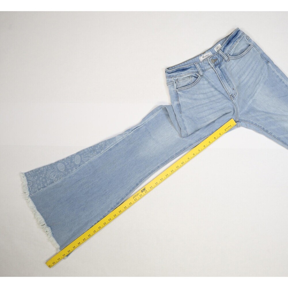 KanCan Light Blue Flared Jeans with Paisley Side Panels. Size 27 - Picture 3 of 8